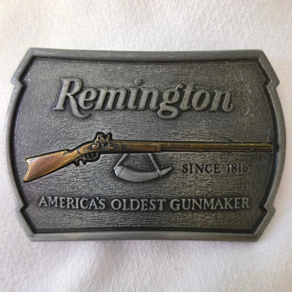 Remington Belt Buckle Mens Excellent 1976 Flintlock Rifle Limited Edition